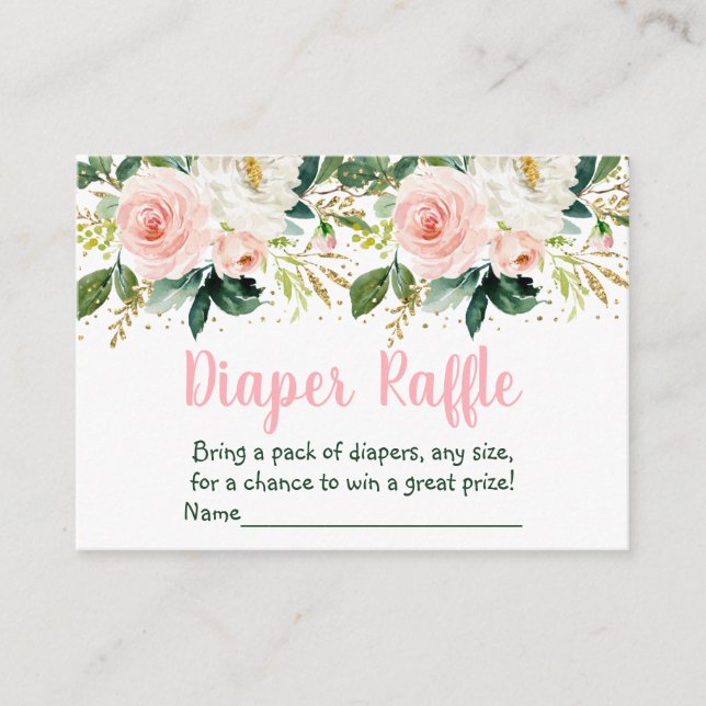 Carte D'accompagnement Flore Blush Gold Baby shower Déchets Raffle (Devant)