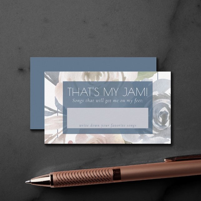 Carte D'accompagnement Flore poussiéreux | Smoky Blue Pastel Rose demande (Créateur téléchargé)