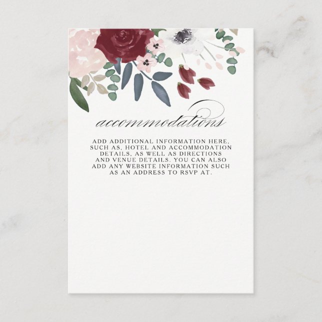 Carte D'accompagnement Flore Romantique Hébergements (Devant)
