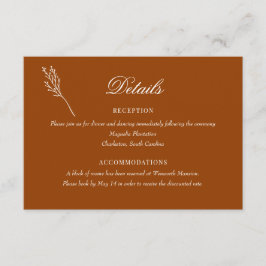 Carte D'accompagnement Flore végétale minimaliste | Détails du Mariage