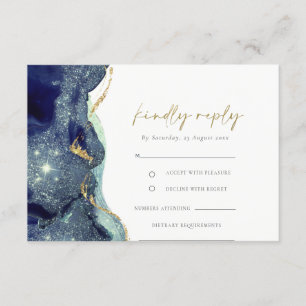 Carte D'accompagnement Fluid Abstrait Gold Marine Parties scintillant mar