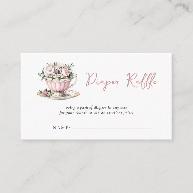 Carte D'accompagnement Flush Gold Tea Party Baby shower Déchets Raffle (Devant)