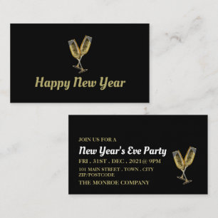 Carte D'accompagnement Flutes de Champagne, Billet de la Soirée du Nouvel
