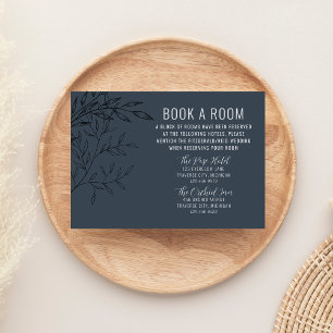 Carte D'accompagnement Foliage délicat Bleu acier Hôtels mariages