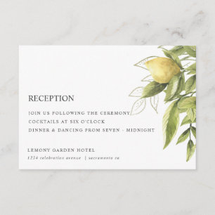 Carte D'accompagnement Foliage et citrons Green Chic RÉCEPTION DE MARIAGE