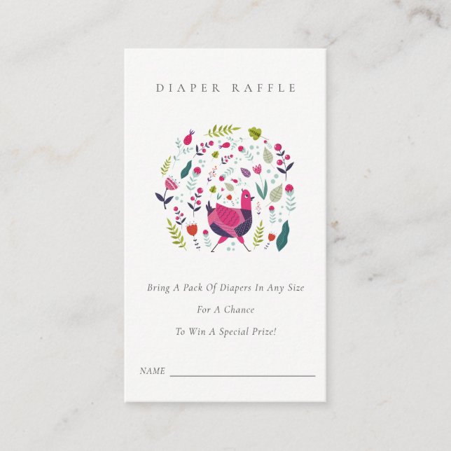 Carte D'accompagnement Folk Farm Floral Birdie Déchets Baby shower de raf (Devant)