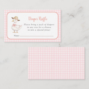 Carte D'accompagnement Folle oie rose à carreaux baby shower tombola de c