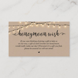 Carte D'accompagnement Fonds de Lune de Miel de Mariage, Lumières de Guir