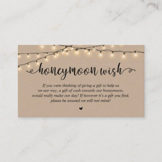 Carte D'accompagnement Fonds de Lune de Miel de Mariage, Lumières de Guir