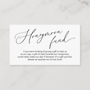Carte D'accompagnement Fonds mariage Lune de Miel, Cadeaux en Espèces bie