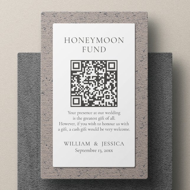 Carte D'accompagnement Fonds minimaliste pour lune de miel avec code QR (Créateur téléchargé)