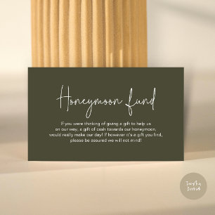 Carte D'accompagnement Fonds pour lune de miel mariage, Script manuscrit
