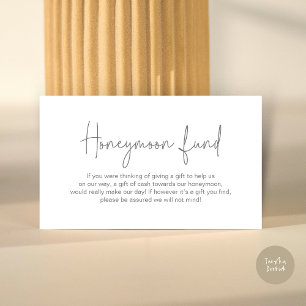 Carte D'accompagnement Fonds pour lune de miel mariage, Script manuscrit 