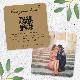 Carte D'accompagnement Fonds pour lune de miel   QR Code Mariage Registre