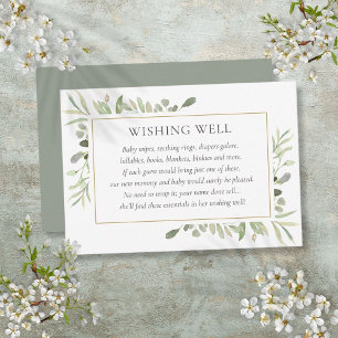 Carte D'accompagnement Fontaine à souhaits pour Baby Shower avec verdure