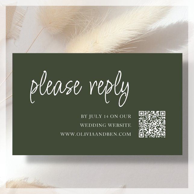 Carte D'accompagnement Forest Green | Code QR RSVP de mariage (Créateur téléchargé)