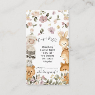 Carte D'accompagnement Forêt Botanique Cute Baby Animal Diaper Raffle