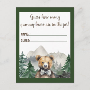 Carte D'accompagnement Forêt d'aquarelle, Ours en peluche, Jeu de Baby sh