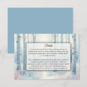 Carte D'accompagnement Forêt de bouleau bleu givré pour mariage