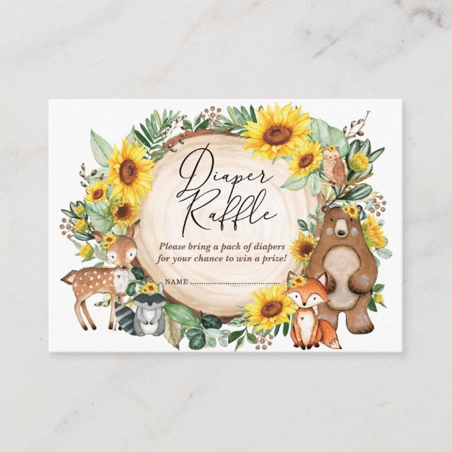 Carte D'accompagnement Forêt de tournesol Bois Animaux Plongeurs Raffin (Devant)