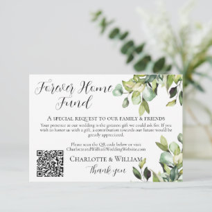 Carte D'accompagnement Forever Home Fund QR Code Élégant Green Botanical