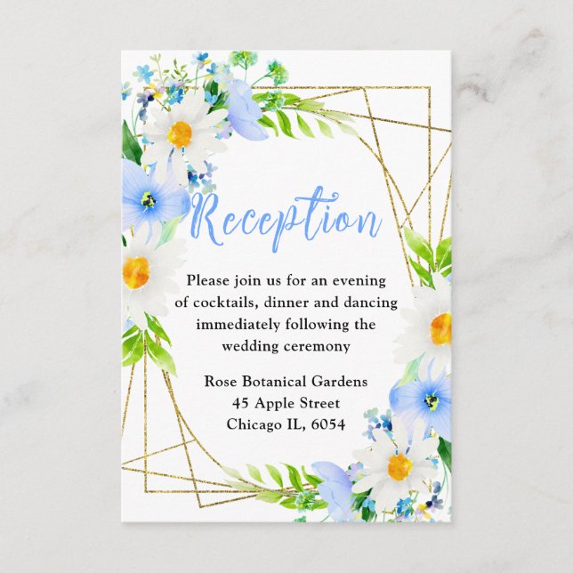 Carte D'accompagnement Forget Me Nots and Daisies Wedding Reception (Devant)