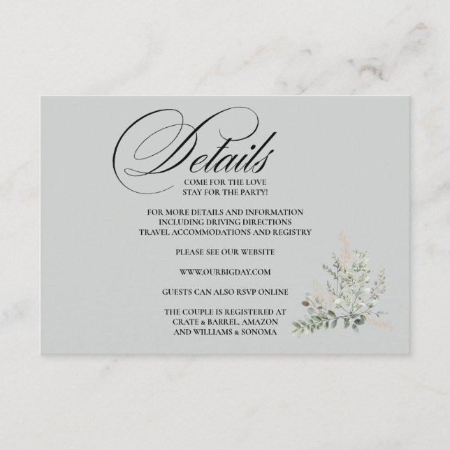 Carte D'accompagnement Formal Elegant Enclosure Card Details (Devant)