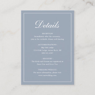 Carte D'accompagnement Formel traditionnel élégant Dusty Mariage bleu