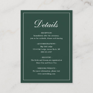 Carte D'accompagnement Formel traditionnel Élégant Mariage vert de forêt