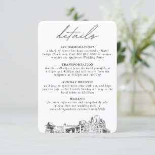 Carte D'accompagnement Fort Worth Mariage Petits détails verticaux