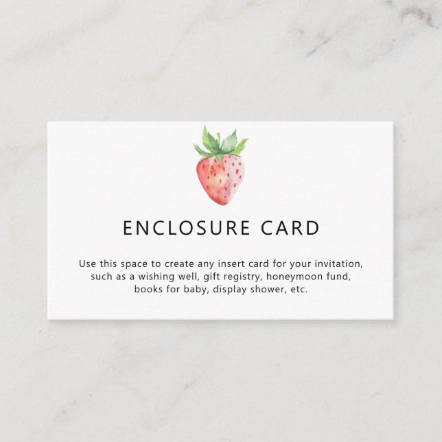 Carte D'accompagnement Fraise - Texte personnalisé (Devant)