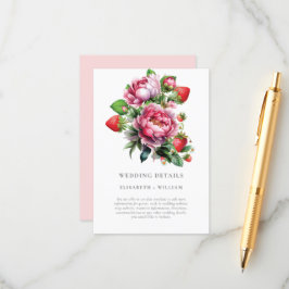 Carte D'accompagnement Fraises et pivoines Mariage d'été Détails
