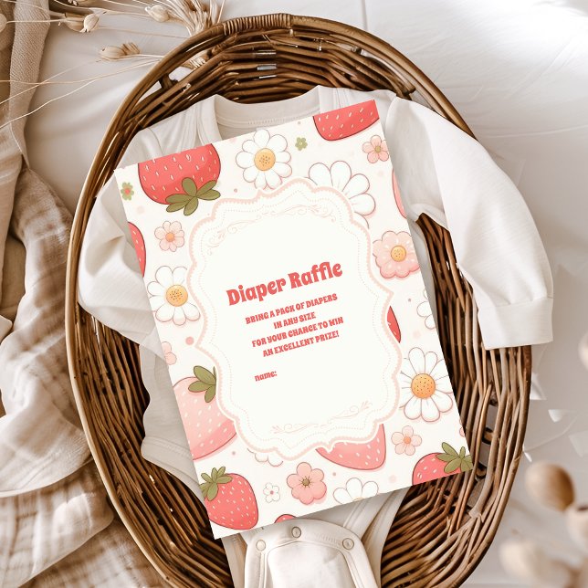 Carte D'accompagnement Framboise de fraise Baby shower sucré Diapper Raff (Créateur téléchargé)