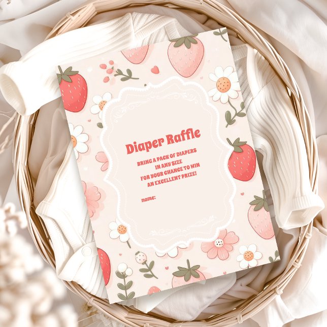 Carte D'accompagnement Framboise de fraise Baby shower sucré Diapper Raff (Créateur téléchargé)