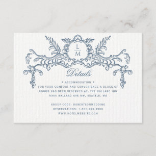 Carte D'accompagnement French Blue Ornat Baroque Détails du Mariage