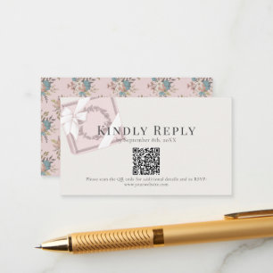 Carte D'accompagnement French Cafe Pink boîte cadeau code QR RSVP