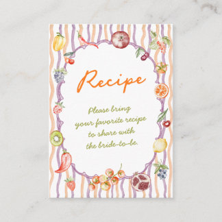 Carte D'accompagnement Fresh Off The Market Bridal Shower Recipe