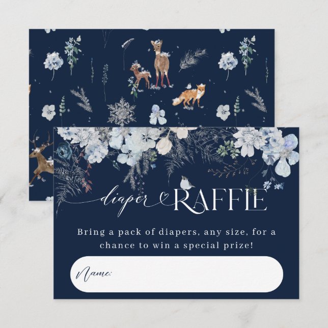 Carte D'accompagnement Froid hors hiver Floral Deer Baby shower Books (Devant / Derrière)