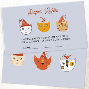 Carte D'accompagnement Fun Kitty Chat Baby shower Déchets Raffin