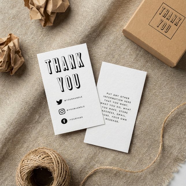 Carte D'accompagnement Fun social media audacieux client merci (Fun social media bold customer thank you enclosure card.)