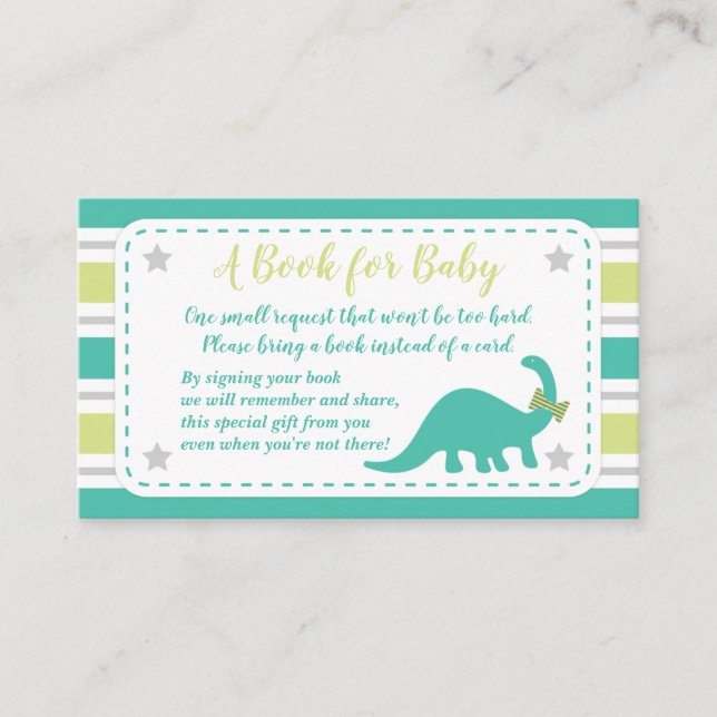 Carte D'accompagnement Garçon Baby shower Mint Dinosaur Apportez Une Cart (Devant)