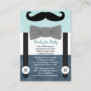 Carte D'accompagnement garçon petit homme moustache menthe marine demande