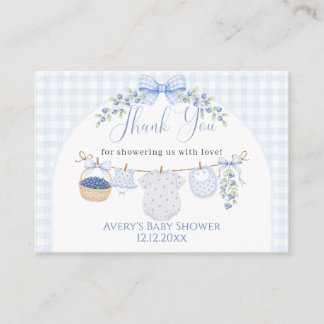Carte D'accompagnement Garçon tout doux en bleu Baby Shower myrtille
