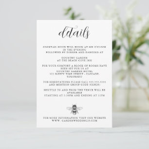 Carte D'accompagnement Garden Bee Mariage
