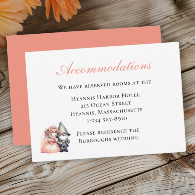 Carte D'accompagnement Garden Gnome Orange Mariage Hébergement (Créateur téléchargé)
