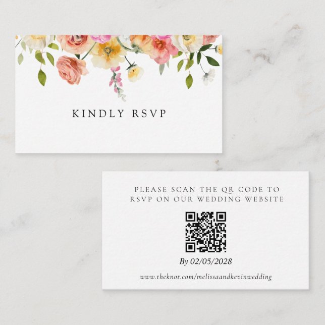 Carte D'accompagnement Garden Wedding RSVP QR Code Response Card (Devant / Derrière)