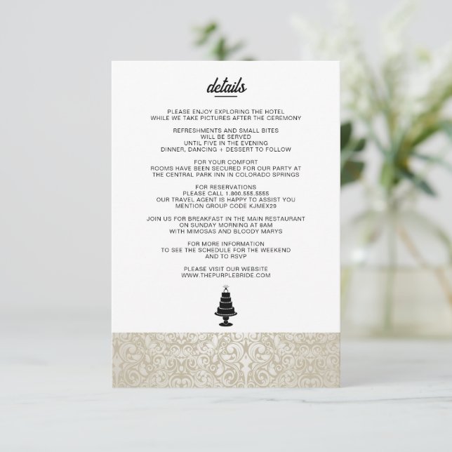 Carte D'accompagnement Gâteau mariage (Debout devant)