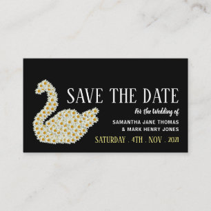 Carte D'accompagnement Gatsby Style Floral Swan, Save the Date