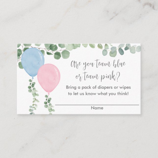 Carte D'accompagnement Genre révéler ballons baby shower tombole de couch (Devant)