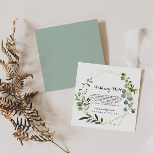 Carte D'accompagnement Géométrique Or Tropical Vert Mariage Wishing well